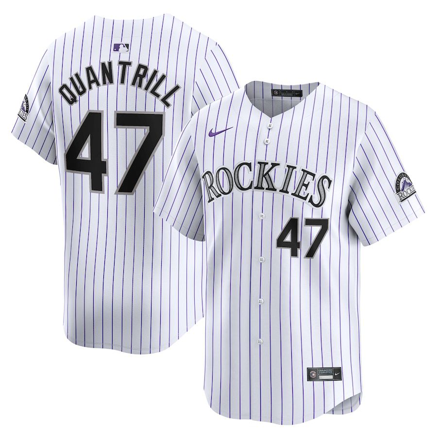 Men Colorado Rockies #47 Cal Quantrill Nike White Home Limited Player MLB Jersey->->MLB Jersey